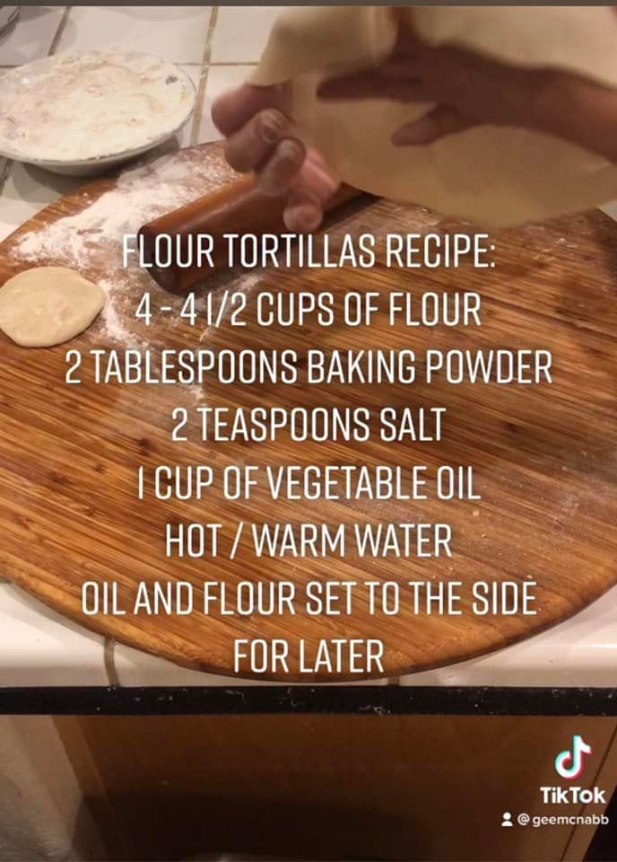 Homemade flour tortilla recipe